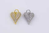 22k gold filled Heart 11x13mm silver bracelet necklace pendant minimalist charms cz pave