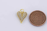 22k gold filled Heart 11x13mm silver bracelet necklace pendant minimalist charms cz pave
