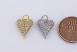 22k gold filled Heart 11x13mm silver bracelet necklace pendant minimalist charms cz pave