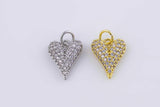 22k gold filled Heart 11x13mm silver bracelet necklace pendant minimalist charms cz pave
