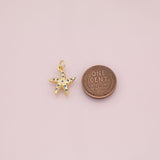 Blue starfish star fish charm 18k Gold Filled Charm Bar Bracelets and Necklaces Silver Pave CZ Minimalist Charms