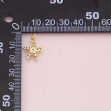 Blue starfish star fish charm 18k Gold Filled Charm Bar Bracelets and Necklaces Silver Pave CZ Minimalist Charms