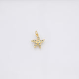 Blue starfish star fish charm 18k Gold Filled Charm Bar Bracelets and Necklaces Silver Pave CZ Minimalist Charms