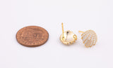 14k Gold Filled Sea Shell Clam Earrings Enamel 10mm 1420 14/20 Gold Filled - 1 Pair Per Order