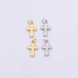 Cross Charm 10x17mm Charm 18K Gold Filled for Charm Bar Bracelets and Necklaces White Gold Silver Pave CZ Minimalist Charms