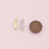 French baguette bread loaf charm 18k Gold Filled Silver Charm Bar Bracelets and Necklaces Silver Pave CZ Minimalist Charms