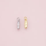 French baguette bread loaf charm 18k Gold Filled Silver Charm Bar Bracelets and Necklaces Silver Pave CZ Minimalist Charms