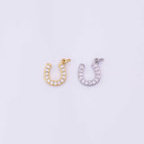 Horseshoe Charm 12x13mm 18K Gold Filled for Charm Bar Bracelets and Necklaces White Gold Silver Pave CZ Minimalist Charms