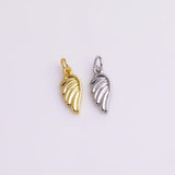Wing Charm Angel Wings Charm 6x15mm 22k Gold Filled Silver Charms Bracelet Necklace Pendant Minimalist Charms CZ Pave
