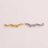 Wave Connector 2x21mm 22k Gold Filled Silver Charms Bracelet Necklace Pendant Minimalist Charms CZ Pave