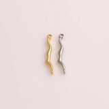 Wave Connector 2x21mm 22k Gold Filled Silver Charms Bracelet Necklace Pendant Minimalist Charms CZ Pave
