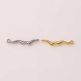 Wave Connector 2x21mm 22k Gold Filled Silver Charms Bracelet Necklace Pendant Minimalist Charms CZ Pave
