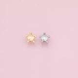 Sea turtle charm 22k Gold Filled Charm Bar Bracelets and Necklaces Silver Pave CZ Minimalist Charms