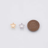 Sea turtle charm 22k Gold Filled Charm Bar Bracelets and Necklaces Silver Pave CZ Minimalist Charms