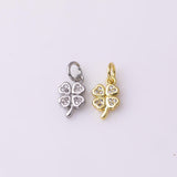 Lucky Flower charm 6x11mm 22k gold filled silver bracelet necklace pendant minimalist charms cz pave