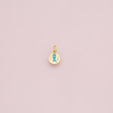 Fish charm Turquoise blue enamel 18k Gold Filled Charm Bar Bracelets and Necklaces Silver Pave CZ Minimalist Charms