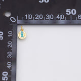 Fish charm Turquoise blue enamel 18k Gold Filled Charm Bar Bracelets and Necklaces Silver Pave CZ Minimalist Charms
