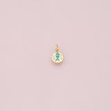 Fish charm Turquoise blue enamel 18k Gold Filled Charm Bar Bracelets and Necklaces Silver Pave CZ Minimalist Charms