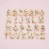 Alphabet letters ABC charm multicolor cz rhinestones 18k Gold Filled Charm Bar Bracelets and Necklaces Silver Pave CZ Minimalist Charms