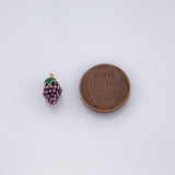 3D grape charm fruit enamel 22K Gold Filled Silver for Charm Bar Bracelets and Necklaces Charms