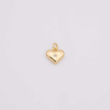 Puffy heart charm 18k Gold Filled Charm Bar Bracelets and Necklaces Silver Pave CZ Minimalist Charms