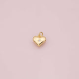 Puffy heart charm 18k Gold Filled Charm Bar Bracelets and Necklaces Silver Pave CZ Minimalist Charms