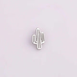 Silver cactus charm 9x14mm white gold filled bracelet necklace pendant minimalist charms cz pave