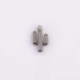 Silver cactus charm 9x14mm white gold filled bracelet necklace pendant minimalist charms cz pave