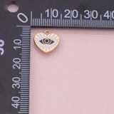 Evil Eye heart charm 22k Gold Filled for Charm Bar Bracelets and Necklaces Gold Pave CZ Minimalist Charms