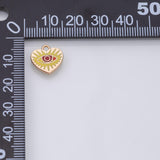 Evil Eye heart charm 22k Gold Filled for Charm Bar Bracelets and Necklaces Gold Pave CZ Minimalist Charms