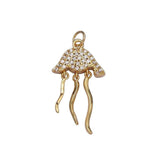 Small micro pave jellyfish charm in 18K gold filled fish animal silver beach vibes jewelry ac553 ac554 man o' war charm