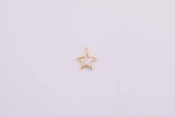 18K Gold Filled Mother of Pearl Star Charm 12mm Bracelet Necklace Pendant Minimalist Charms CZ Pave