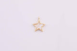 18K Gold Filled Mother of Pearl Star Charm 12mm Bracelet Necklace Pendant Minimalist Charms CZ Pave