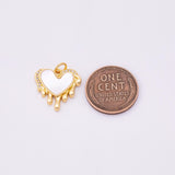 Bleeding melting heart charm with mother of pearl face 18K gold filled bracelet charm necklace pendant minimalist charms cz pave