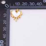 Bleeding melting heart charm with mother of pearl face 18K gold filled bracelet charm necklace pendant minimalist charms cz pave