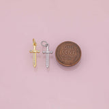 Sword charm 18k Gold Filled for Charm Bar Bracelets and Necklaces Gold Pave CZ Minimalist Charms