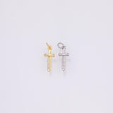 Sword charm 18k Gold Filled for Charm Bar Bracelets and Necklaces Gold Pave CZ Minimalist Charms
