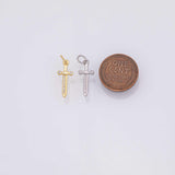 Sword charm 18k Gold Filled for Charm Bar Bracelets and Necklaces Gold Pave CZ Minimalist Charms