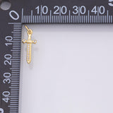 Sword charm 18k Gold Filled for Charm Bar Bracelets and Necklaces Gold Pave CZ Minimalist Charms