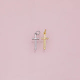 Sword charm 18k Gold Filled for Charm Bar Bracelets and Necklaces Gold Pave CZ Minimalist Charms