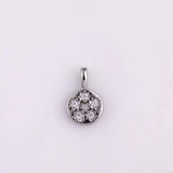 Silver Star Charm 8mm Small Plain Coin Charm White Gold Filled Sunburst Bracelet Necklace Pendant Minimalist Charms CZ Pave