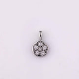 Silver Star Charm 8mm Small Plain Coin Charm White Gold Filled Sunburst Bracelet Necklace Pendant Minimalist Charms CZ Pave