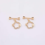 Toggle Clasp Butterfly Flower Design 14mm 22k Gold Filled Silver for Charm Bar Bracelets and Necklaces Gold Pave CZ Minimalist Charms