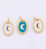 Enamel Moon Pendant Charm 9x12mm 18K Gold Filled for Charm Bar Bracelets and Necklaces White Gold Silver Pave CZ Minimalist Charms
