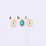 Enamel Moon Pendant Charm 9x12mm 18K Gold Filled for Charm Bar Bracelets and Necklaces White Gold Silver Pave CZ Minimalist Charms