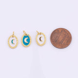 Enamel Moon Pendant Charm 9x12mm 18K Gold Filled for Charm Bar Bracelets and Necklaces White Gold Silver Pave CZ Minimalist Charms