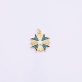 Star Sunburst Cross Charm Pendant 21mm 18K Gold Filled for Charm Bar Bracelets and Necklaces White Gold Silver Pave CZ Minimalist Charms