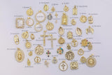 18K gold filled charms charm religious christian - crosses crucifix catholic jesus mary maria saint benedict san benito cross angel 14/20 gf