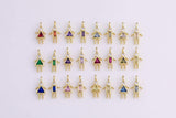 18K gold filled boy girl birthstone cz couple, kids, grandkids, family personalized charm | w068 one piece per order size is about 14mm tall