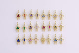 18K gold filled boy girl birthstone cz couple, kids, grandkids, family personalized charm | w068 one piece per order size is about 14mm tall